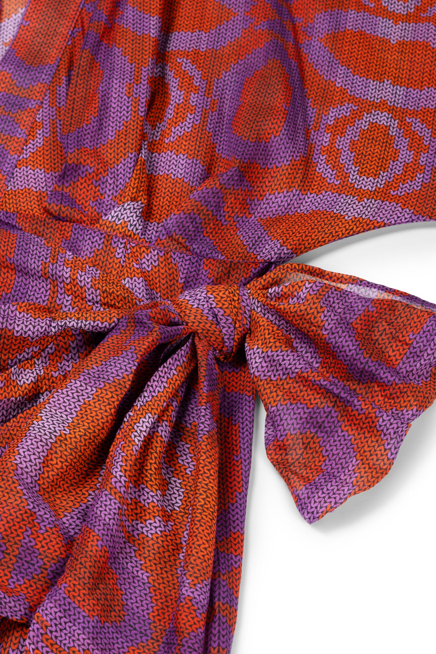 suzy wrap dress - Orange purple embroidery