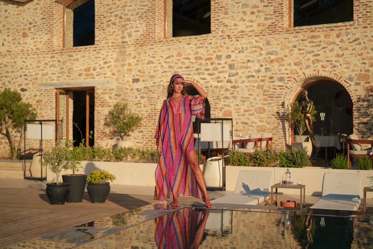 Anastasia Kaftan - Fuchsia orange stripe