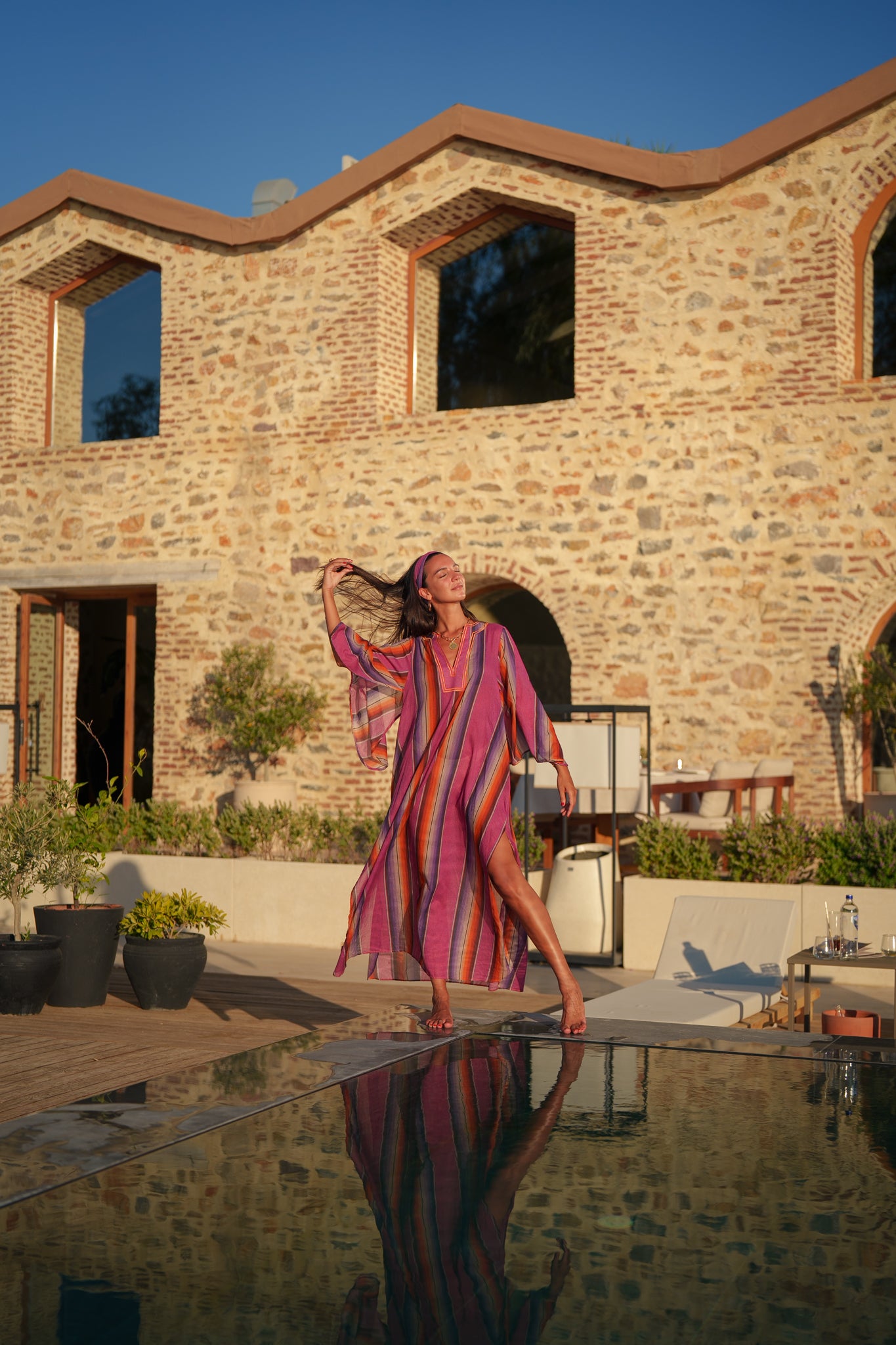 Anastasia Kaftan - Fuchsia orange stripe