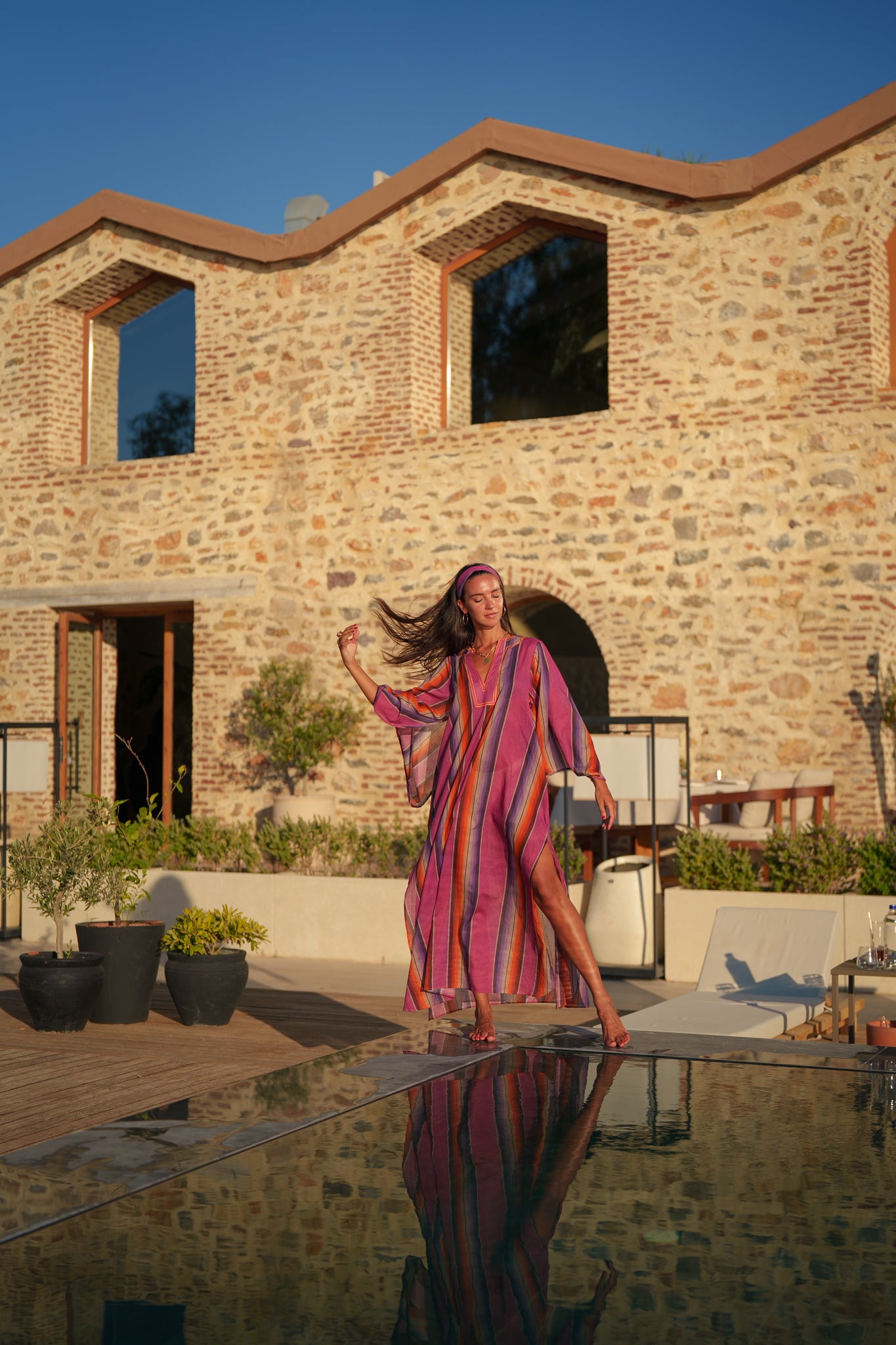 Anastasia Kaftan - Fuchsia orange stripe