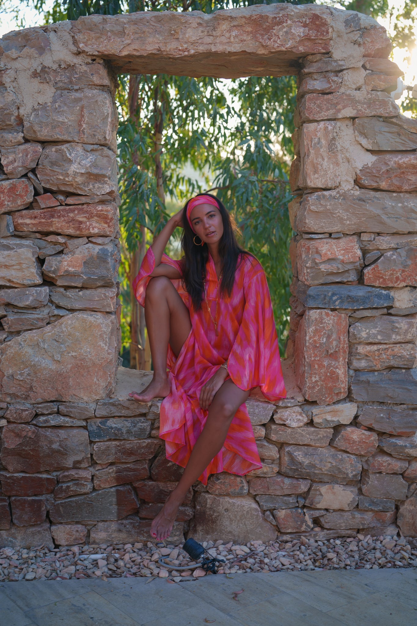 Anastasia Kaftan - Neon pink ikat