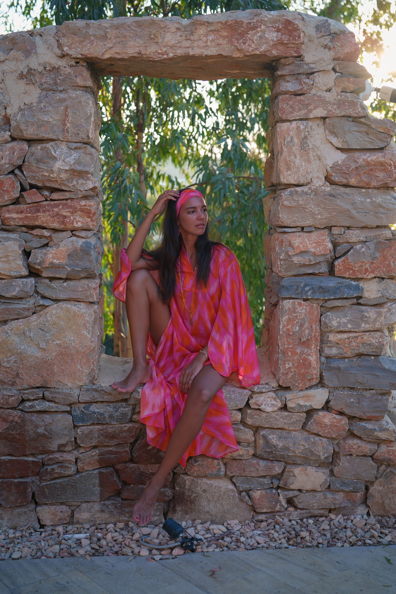 Anastasia Kaftan - Neon pink ikat