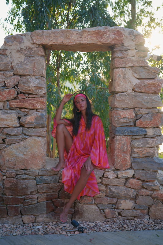 Anastasia Kaftan - Neon pink ikat