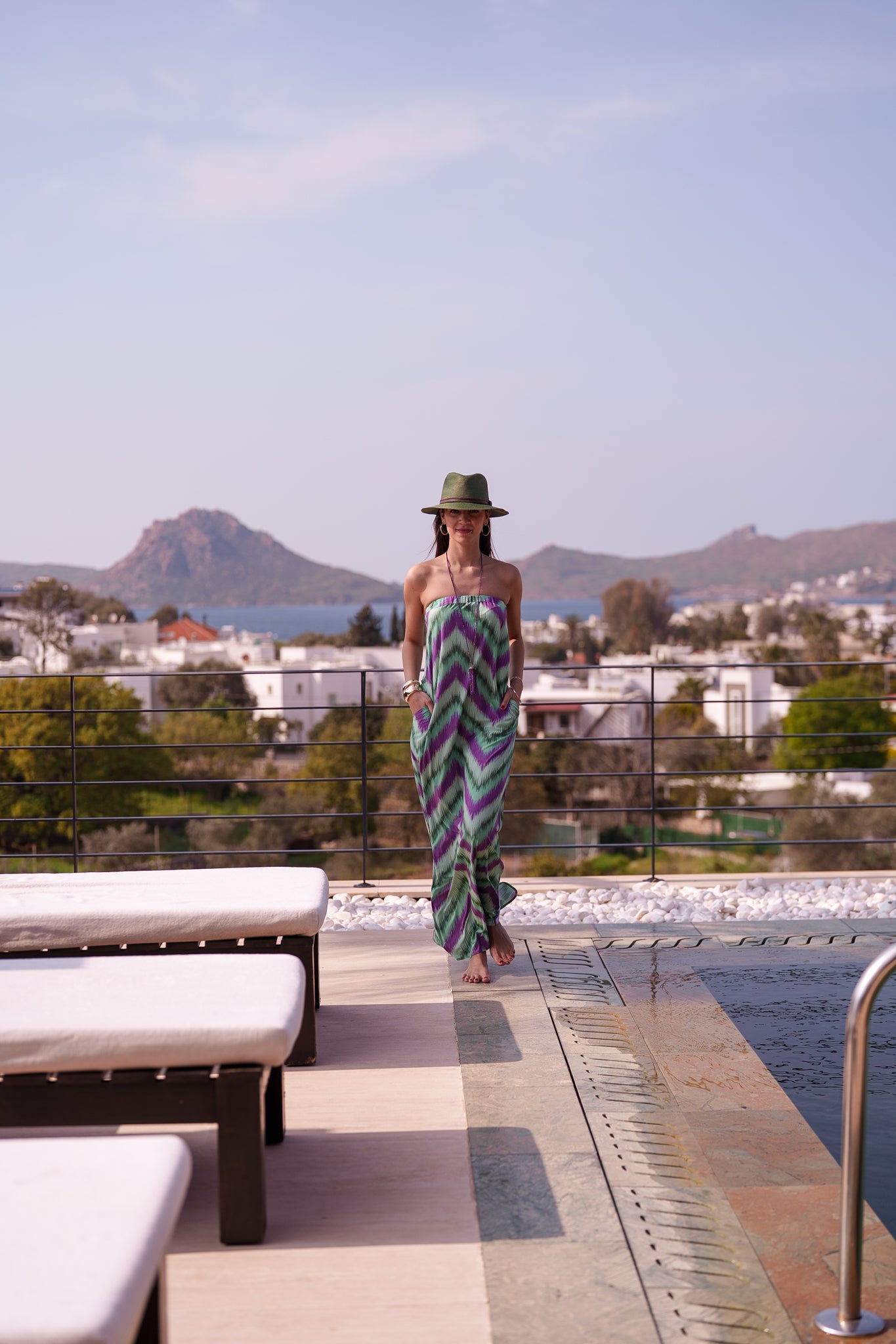 Maya dress - Purple green chevron