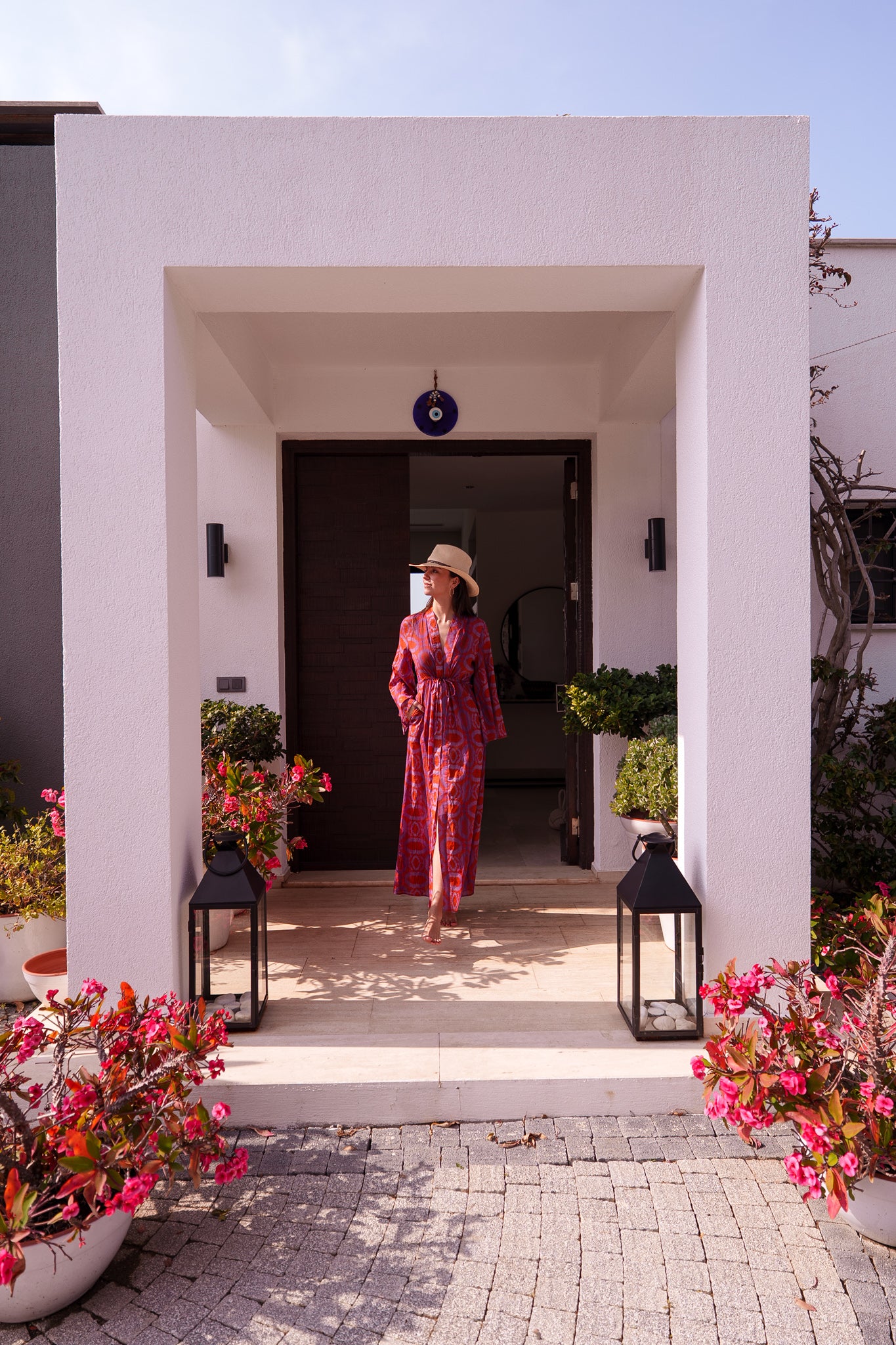 Mila kaftan - Orange purple embroidery