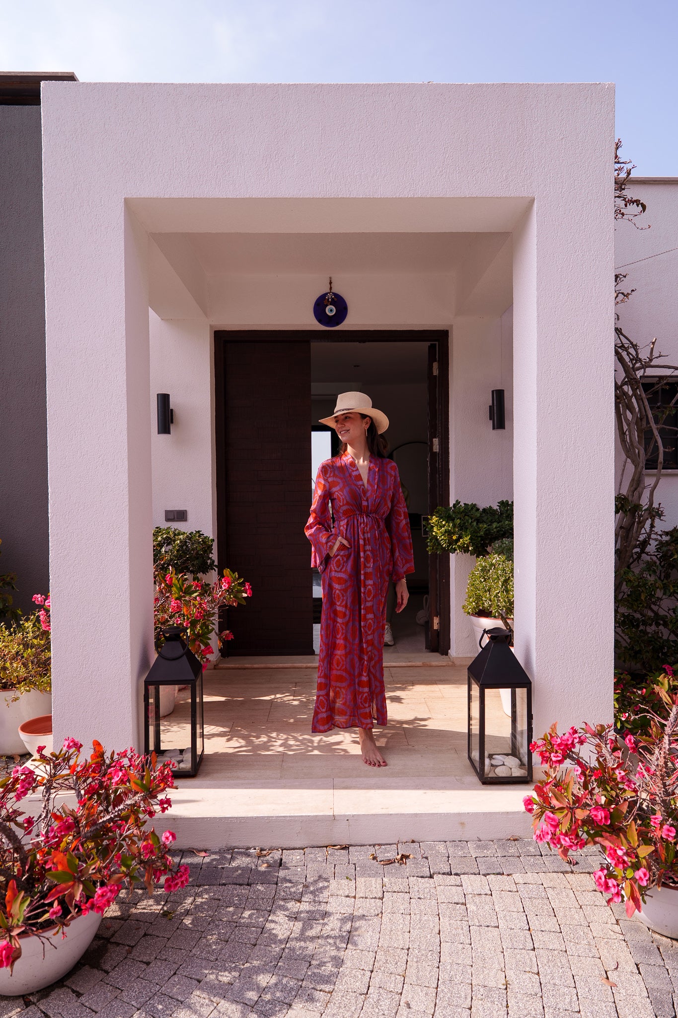 Mila kaftan - Orange purple embroidery