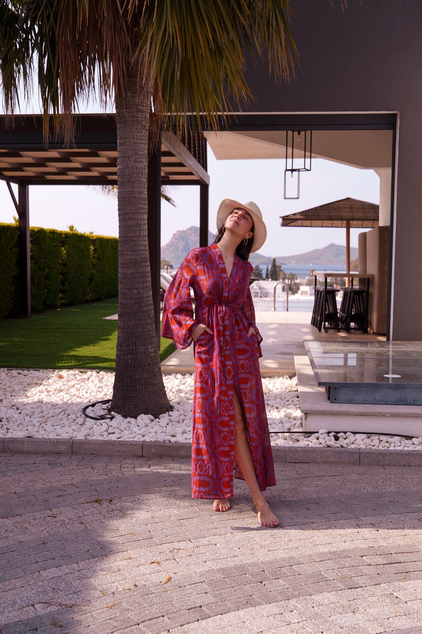 Mila kaftan - Orange purple embroidery