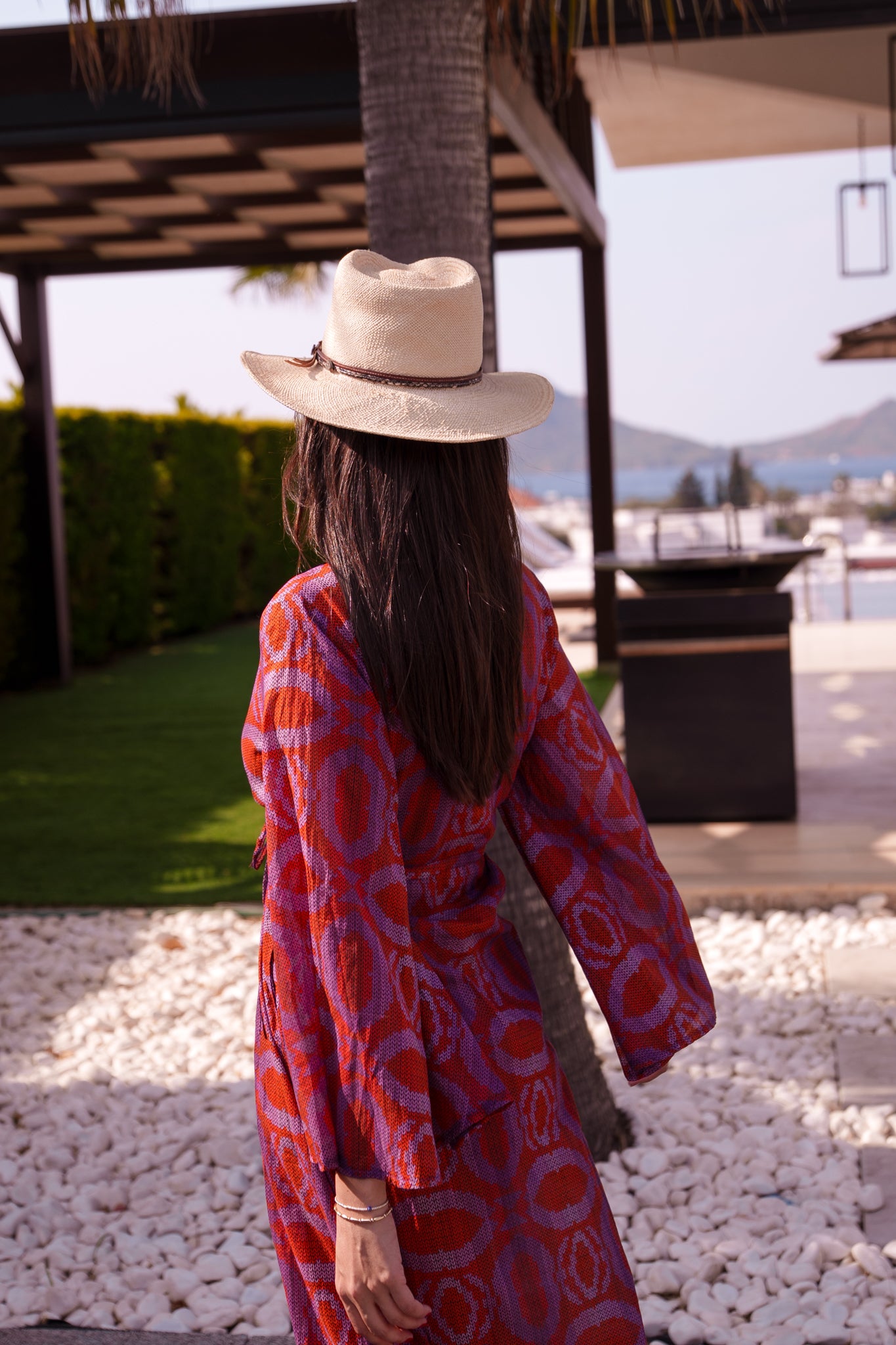 Mila kaftan - Orange purple embroidery