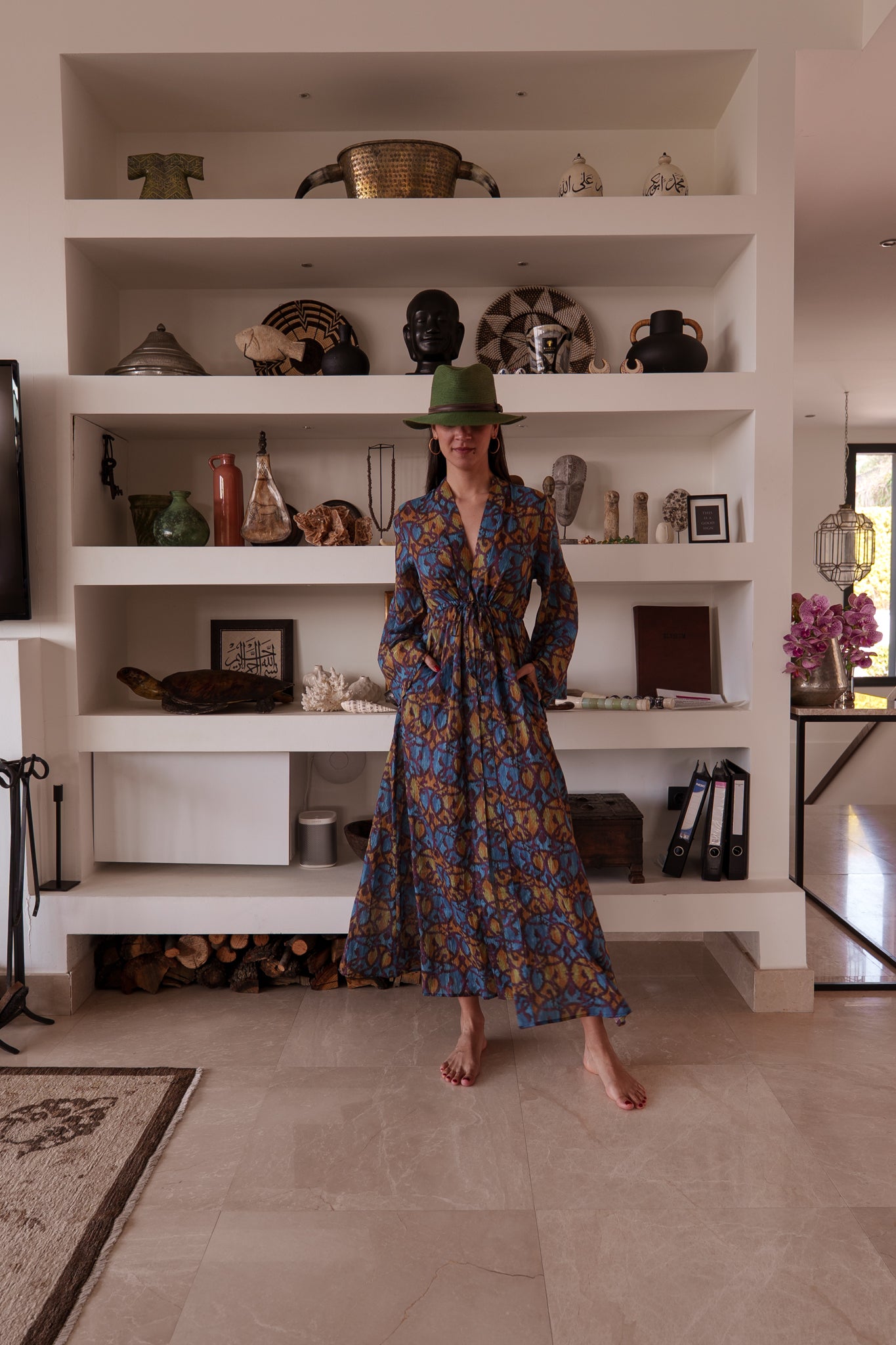 Mila kaftan - Purple blue yellow ikat