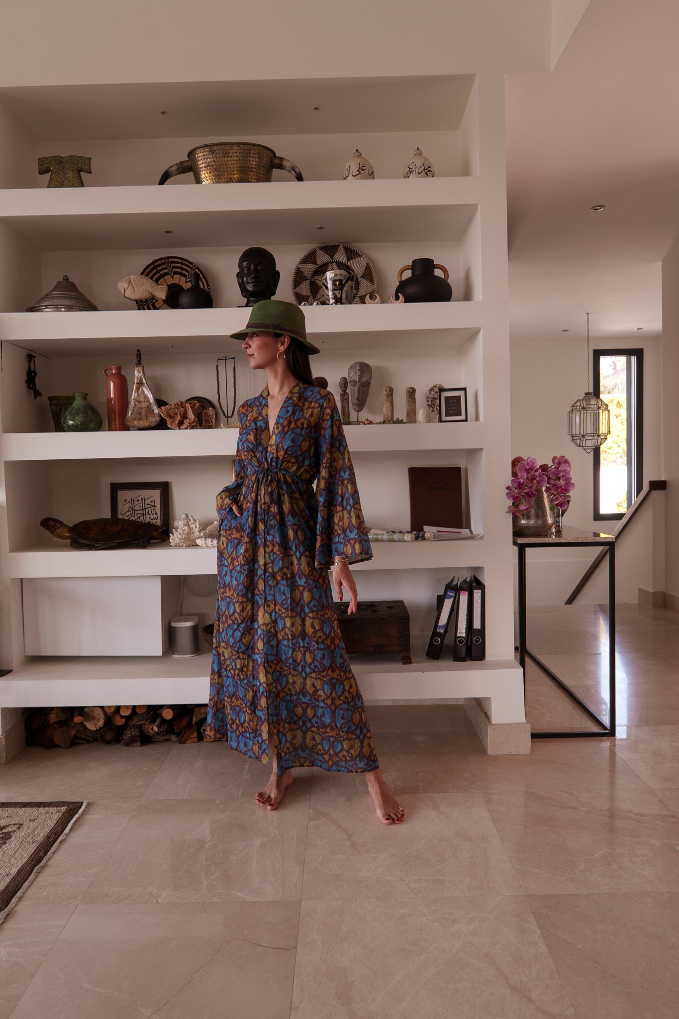 Mila kaftan - Purple blue yellow ikat