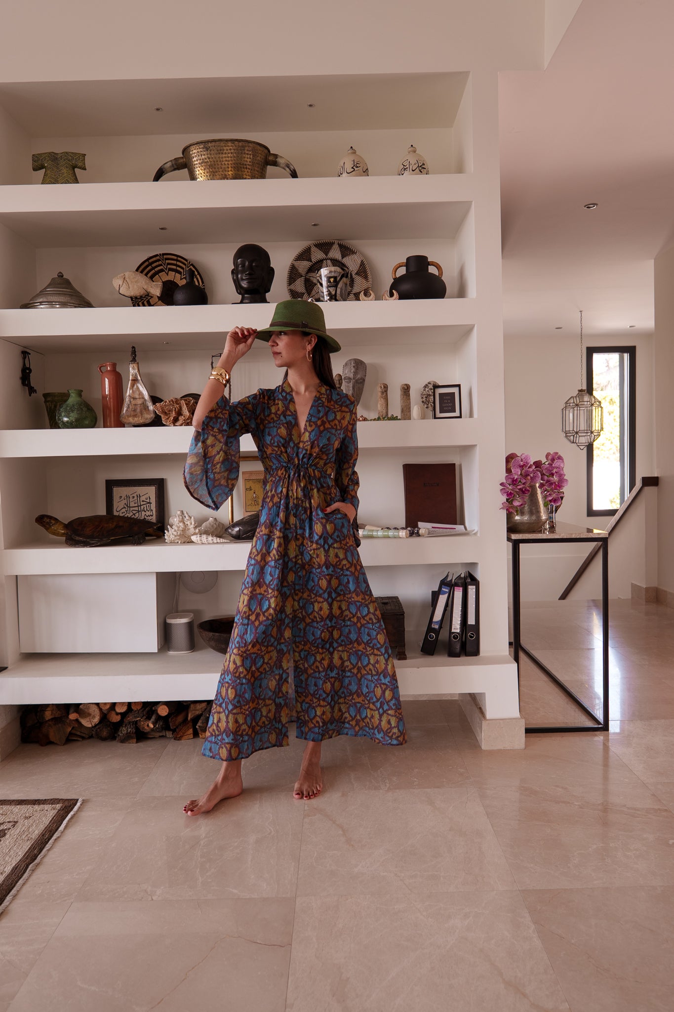 Mila kaftan - Purple blue yellow ikat