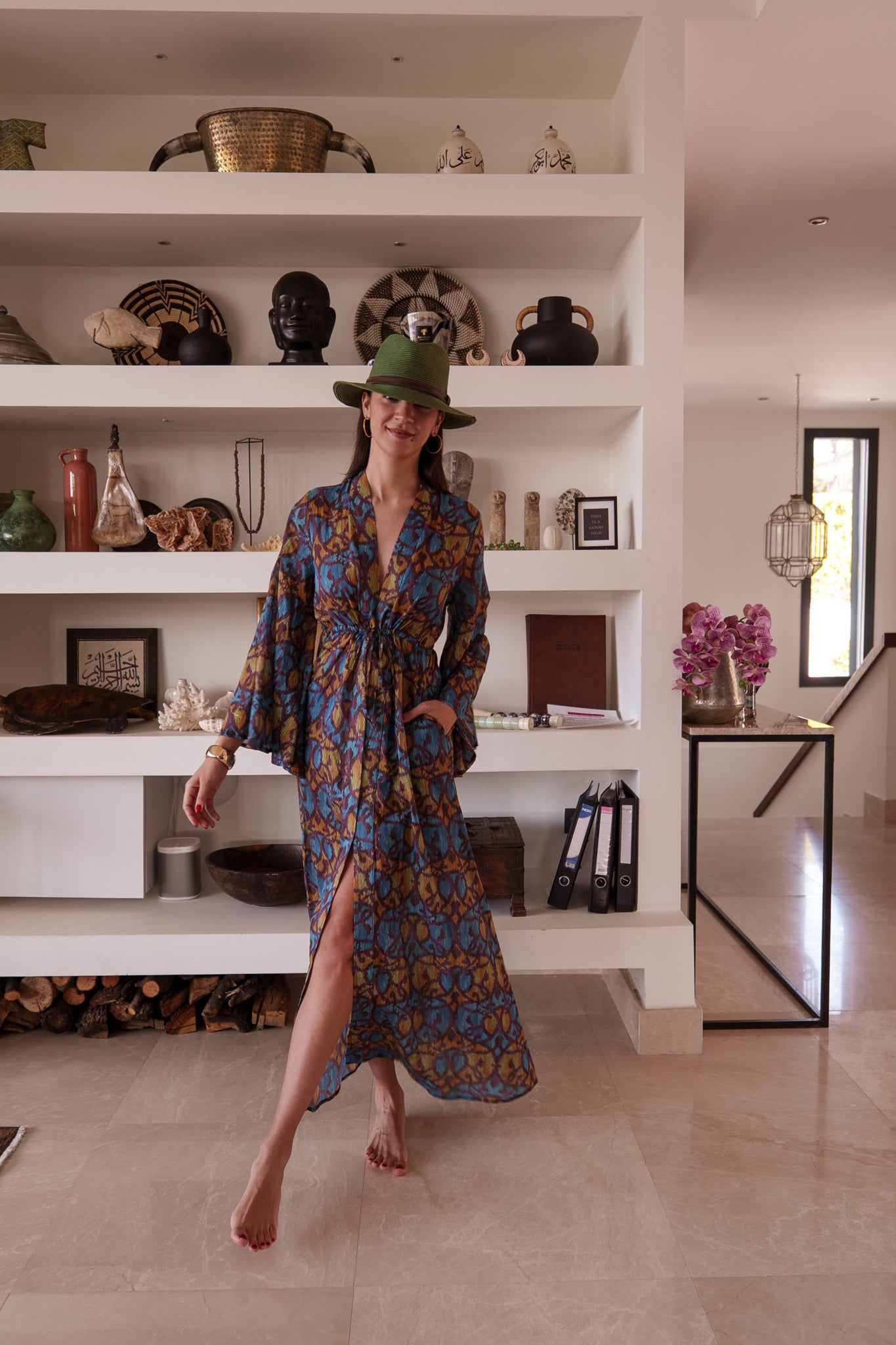 Mila kaftan - Purple blue yellow ikat