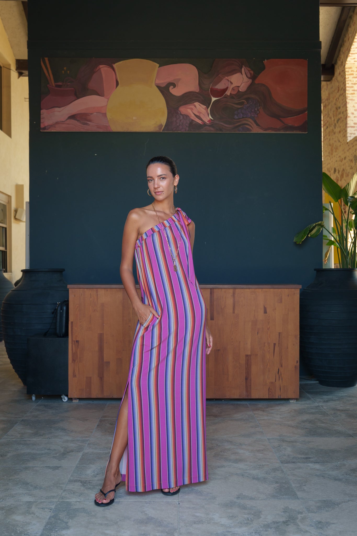 Ella dress - Fuchsia orange stripe