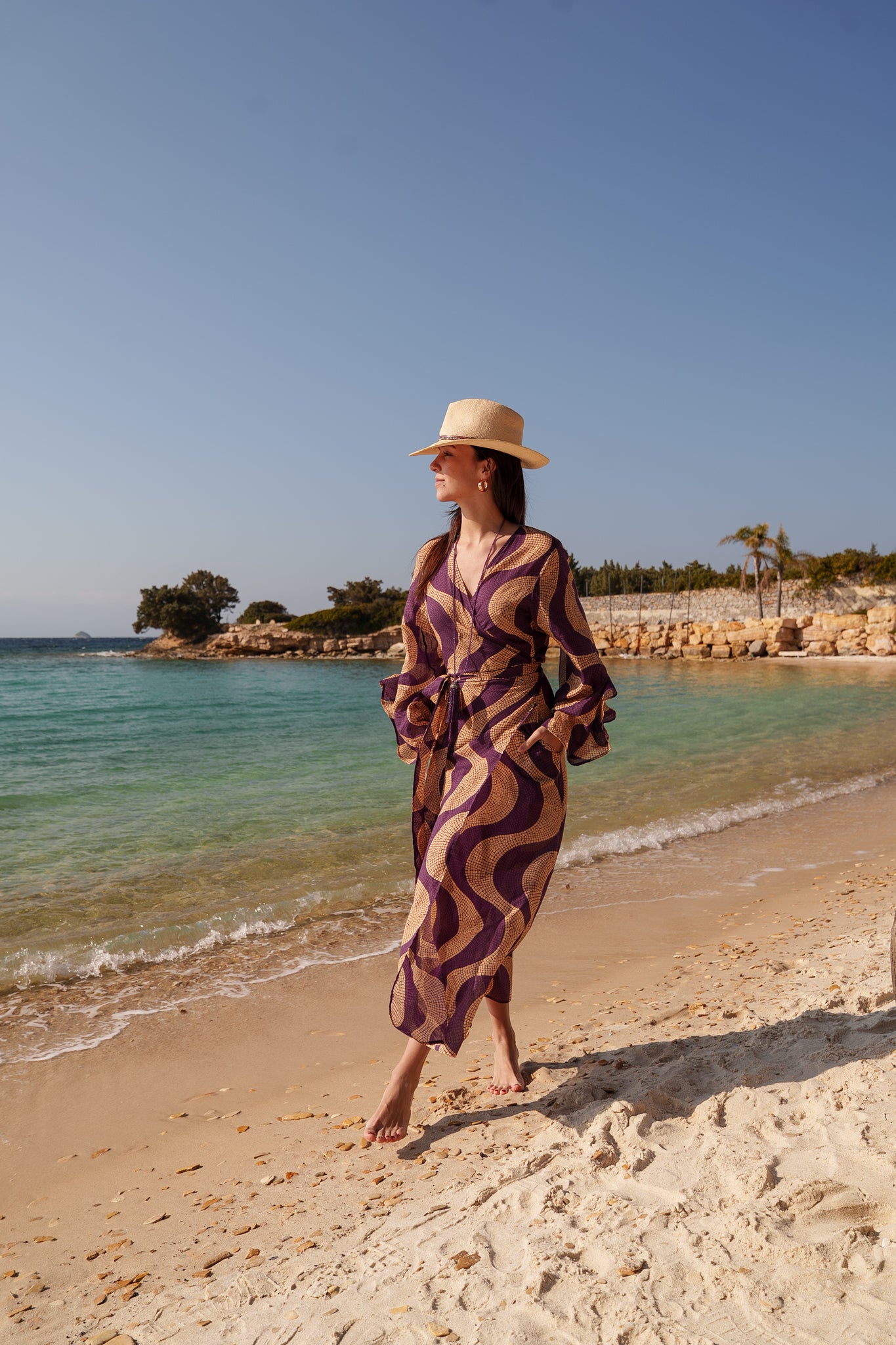 Josephine dress - Purple beige tile