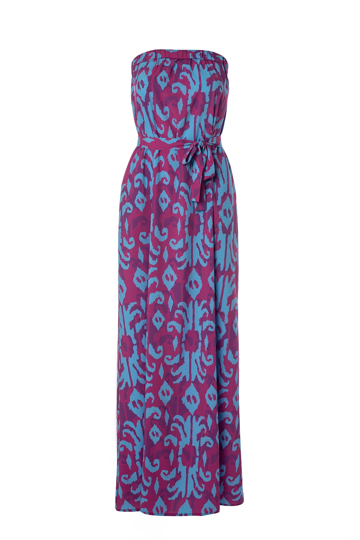 Maya dress - Burgundy blue ikat