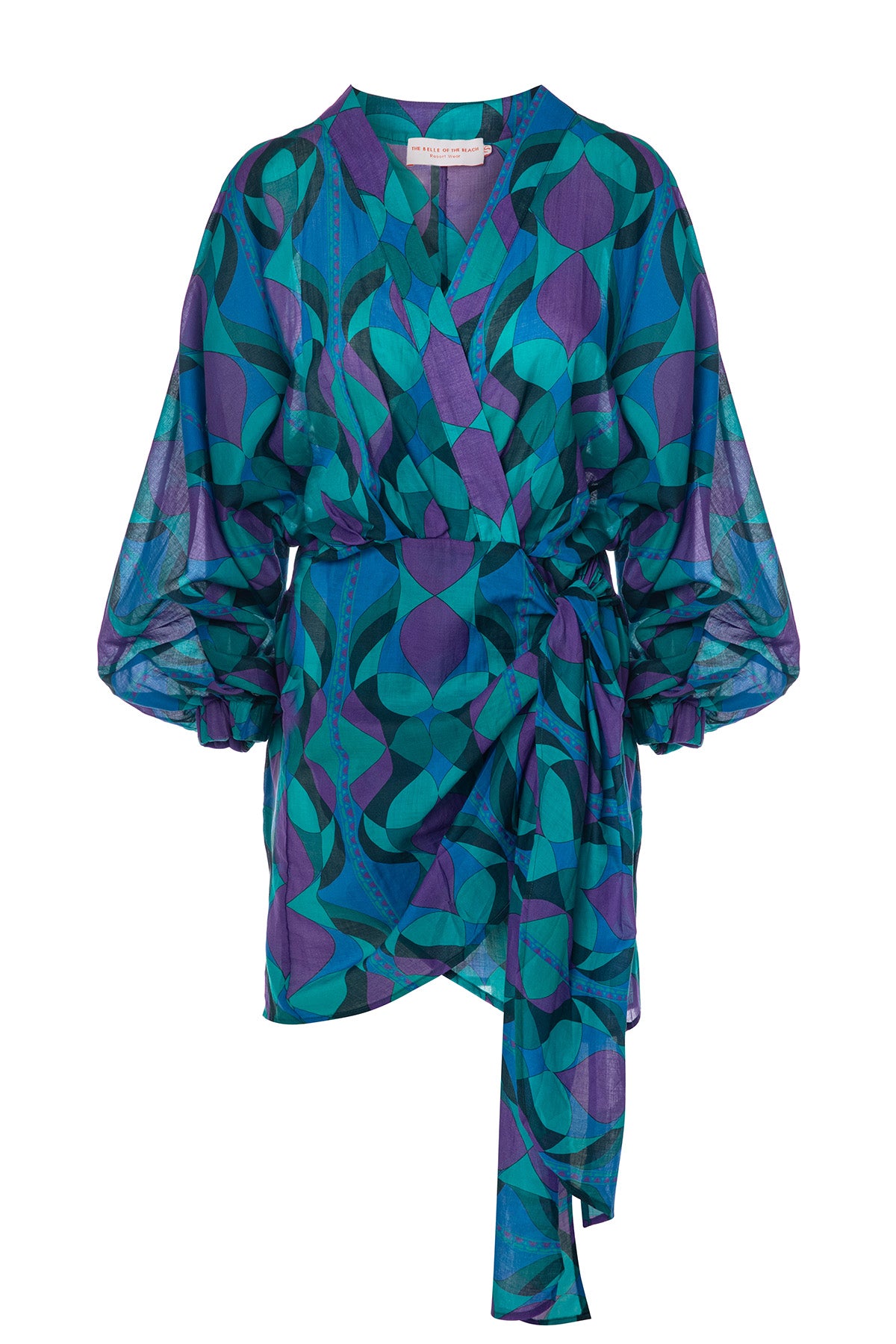 Suzy wrap dress - Purple green retro