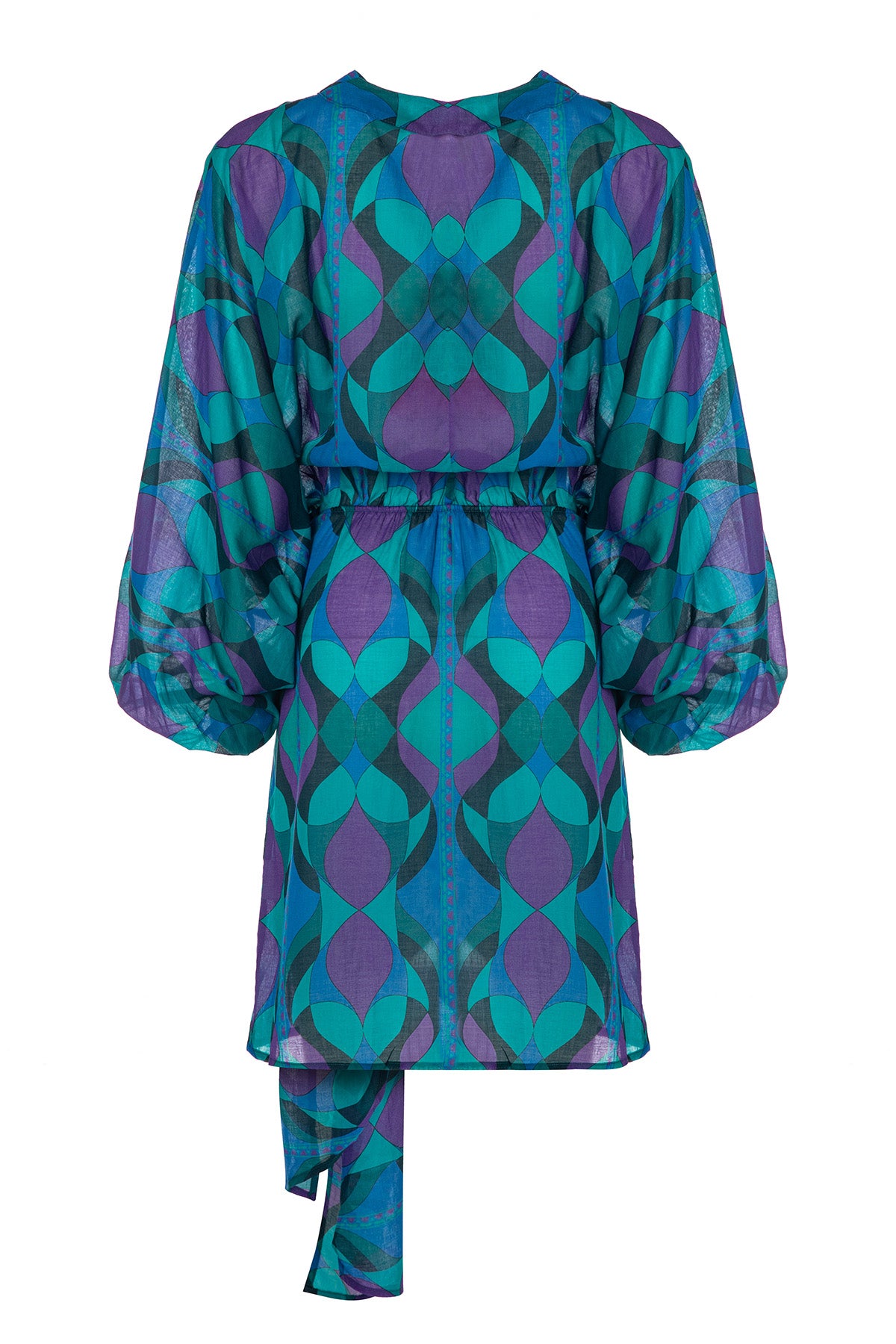 Suzy wrap dress - Purple green retro
