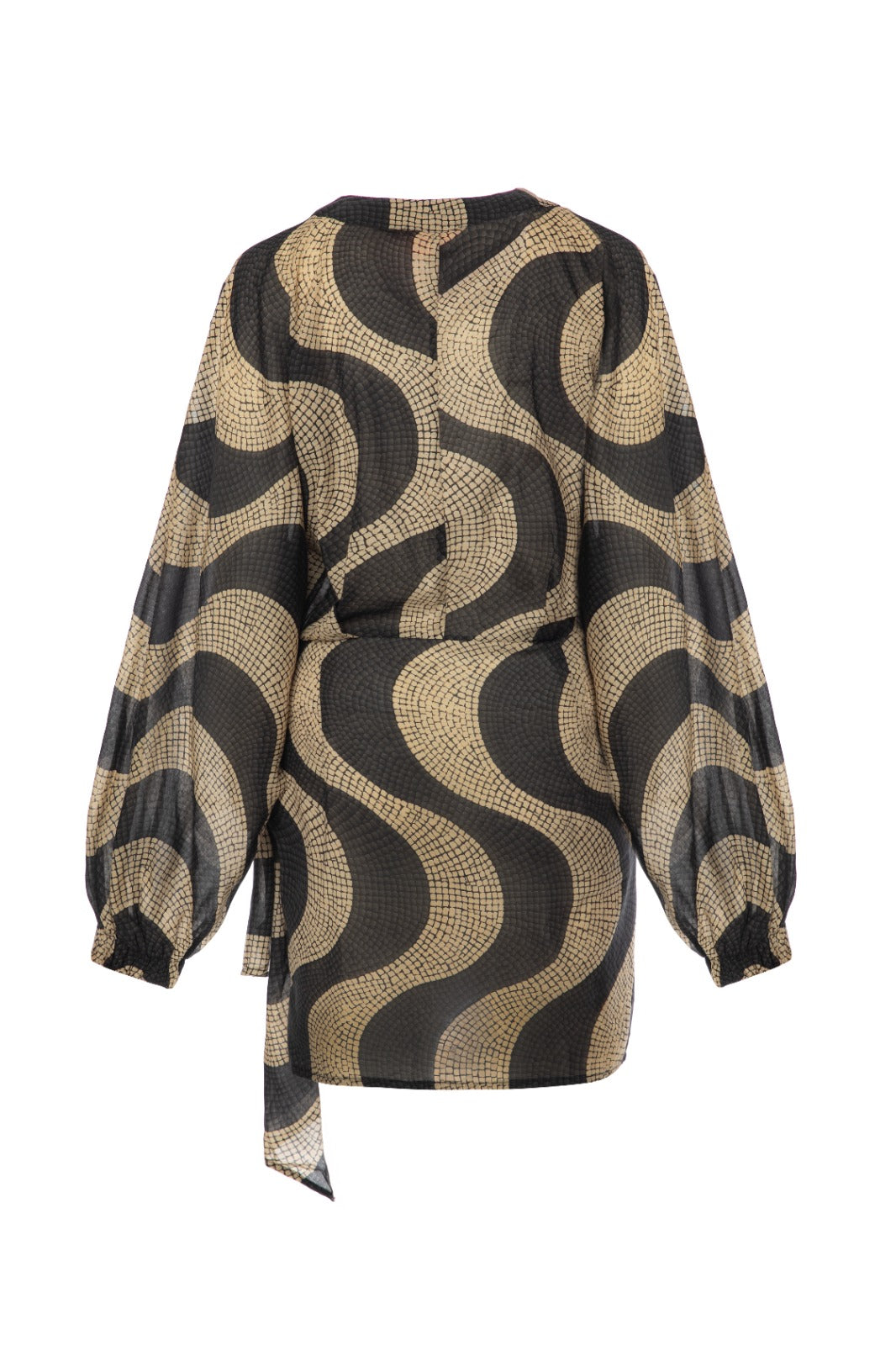 Suzy wrap dress - Black beige tile