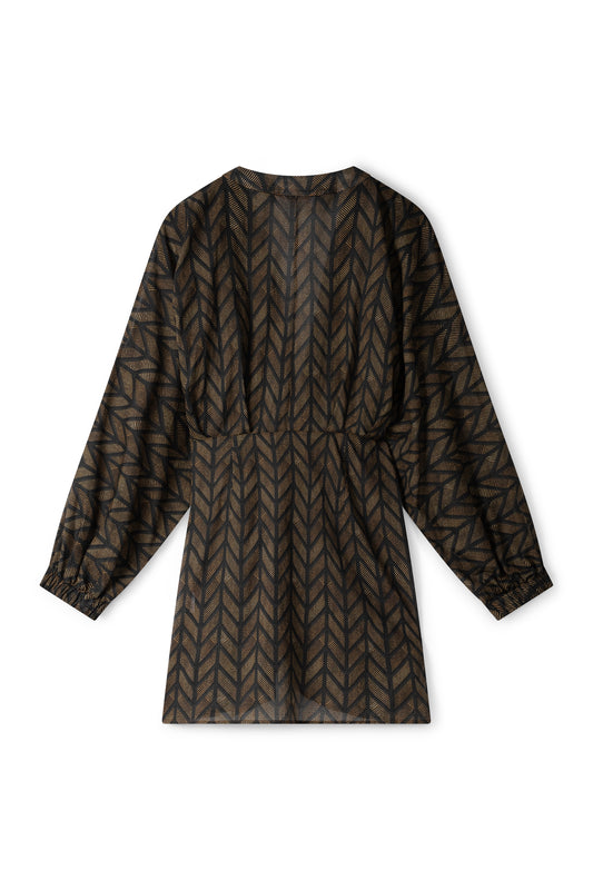 Suzy wrap dress - Black gold arrow