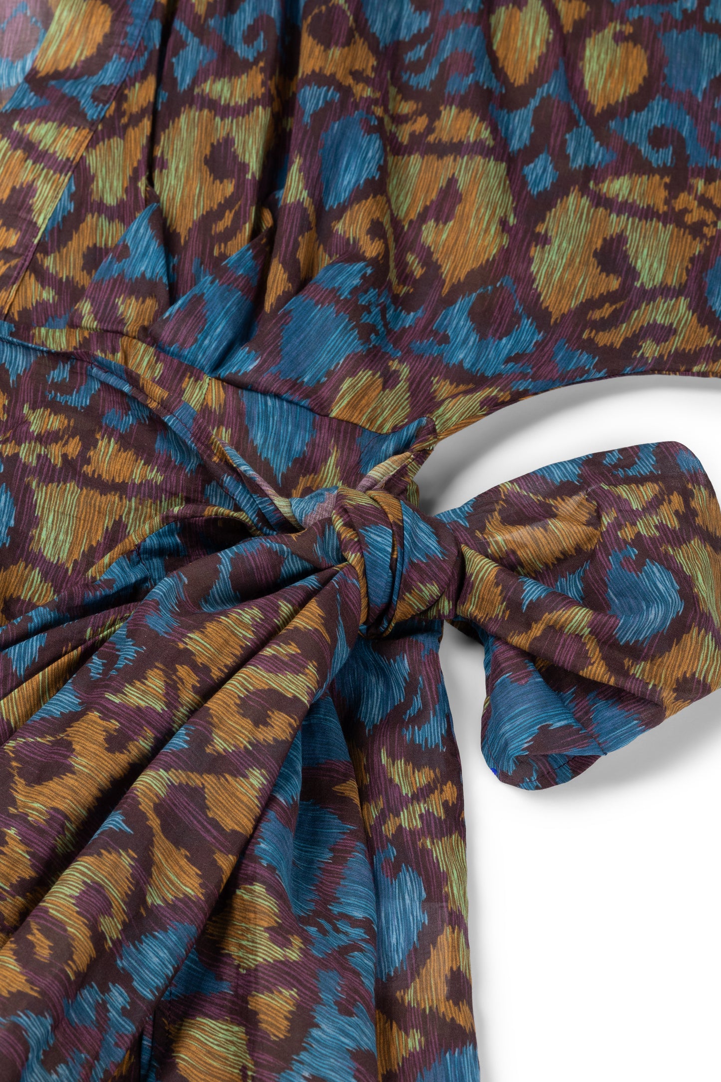 Suzy wrap dress - Bleu yellow ikat