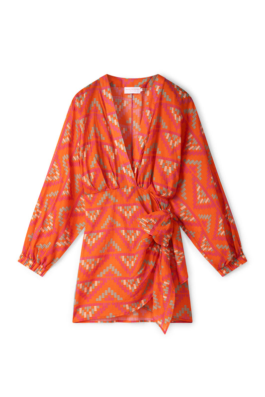 Suzy wrap dress - Orange Navayo