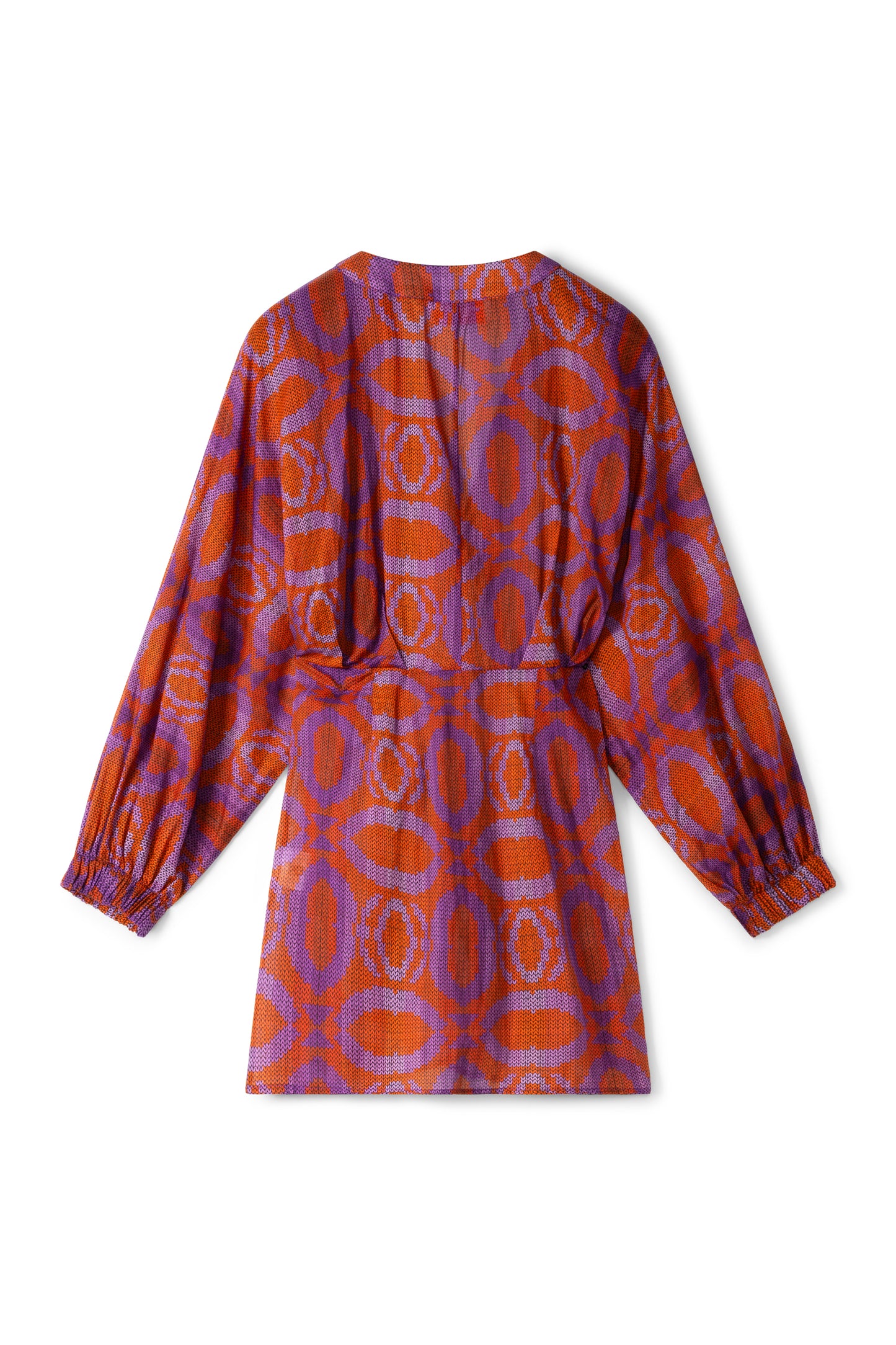suzy wrap dress - Orange purple embroidery