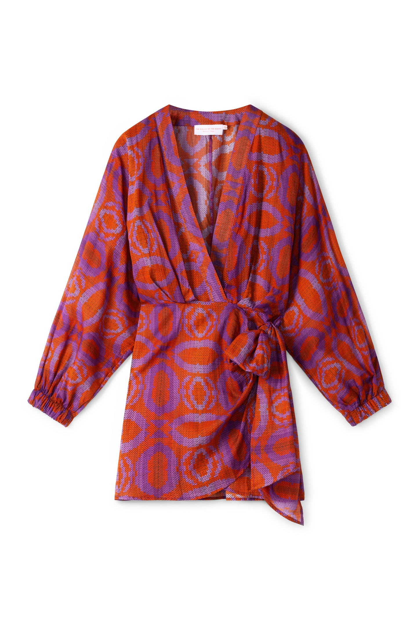 suzy wrap dress - Orange purple embroidery
