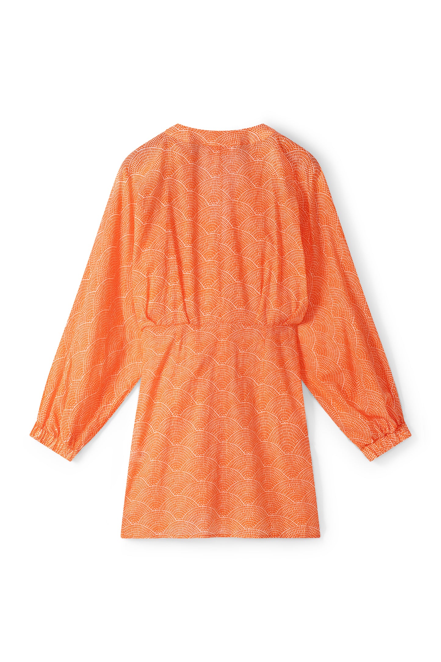 Suzy Wrap dress - Orange white fan