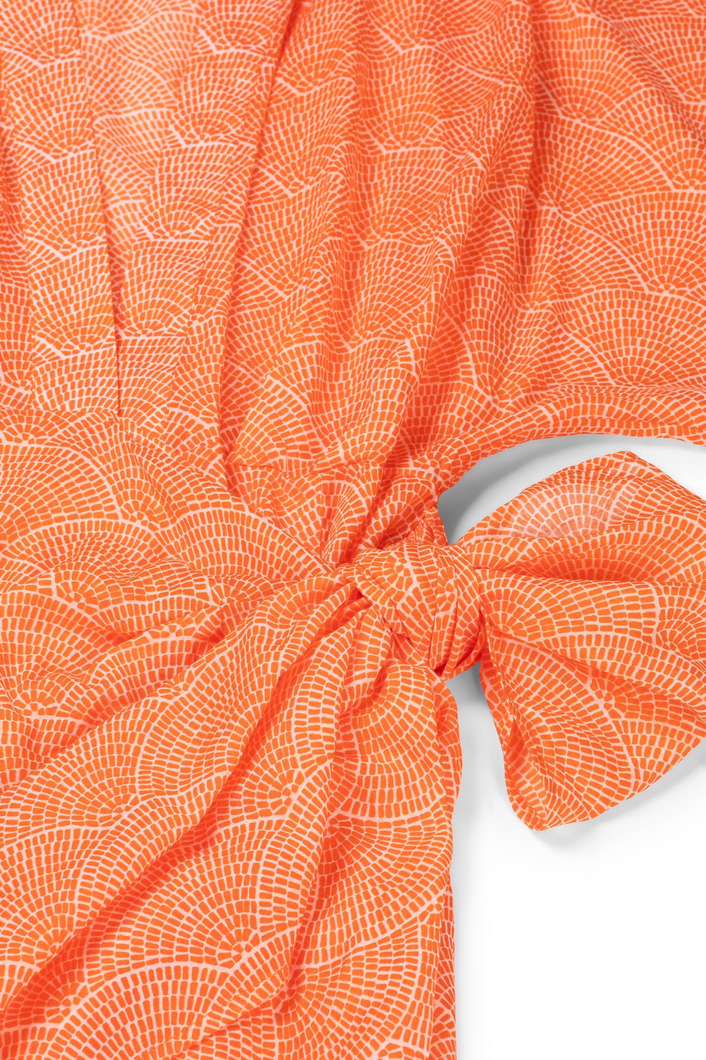 Suzy Wrap dress - Orange white fan