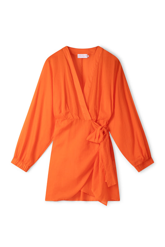 Suzy wrap dress - plain orange