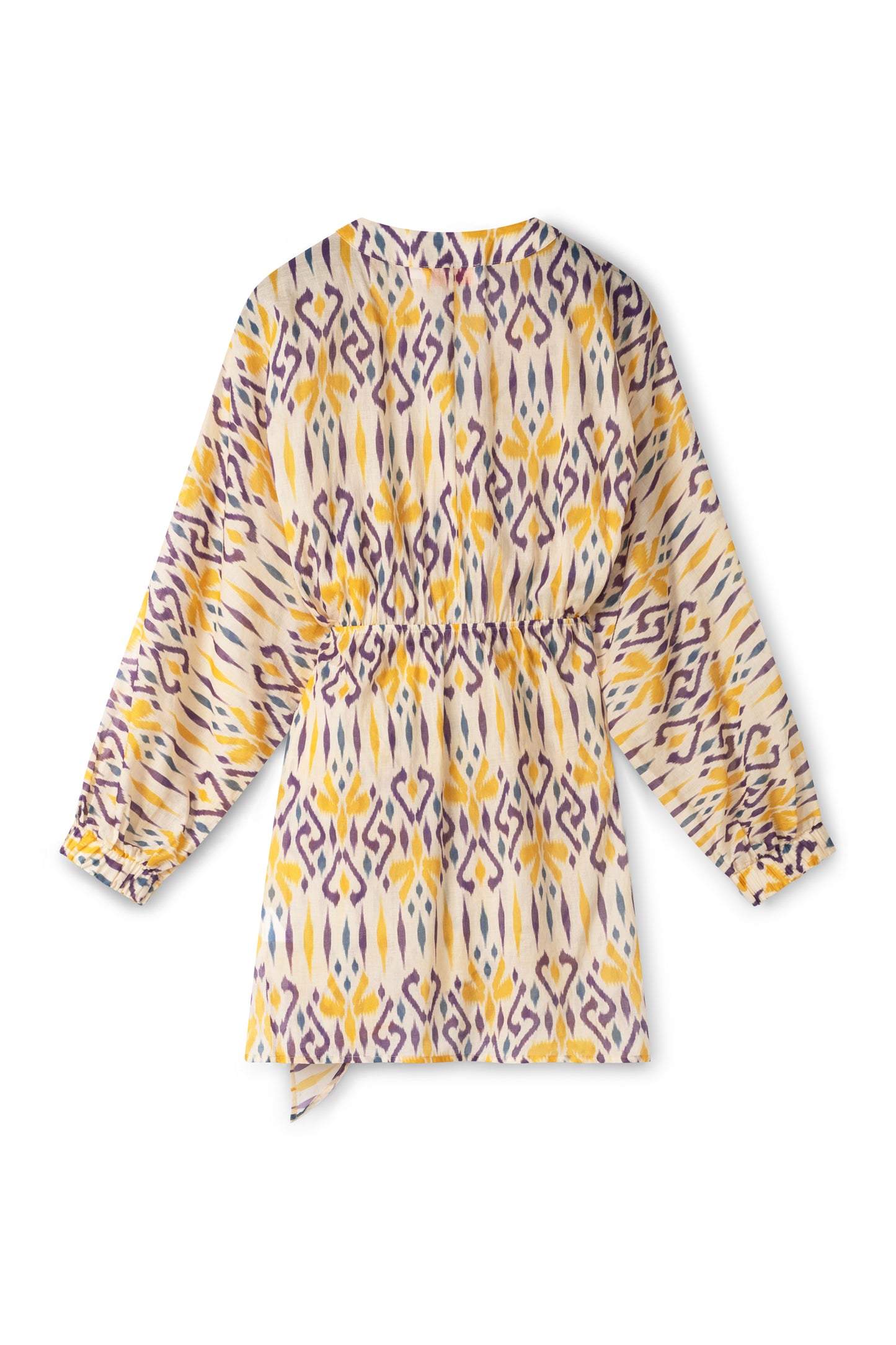 Suzy wrap dress - Yellow beige purple ikat