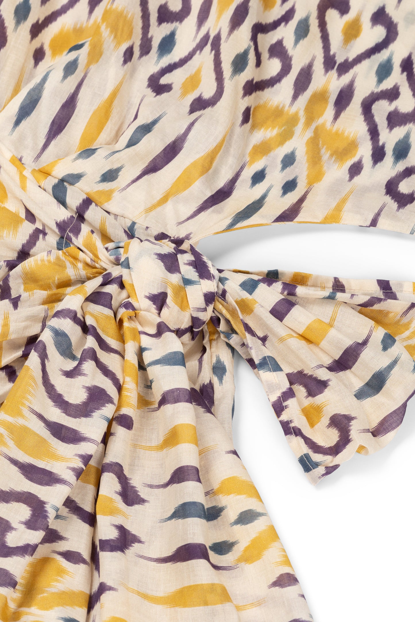 Suzy wrap dress - Yellow beige purple ikat