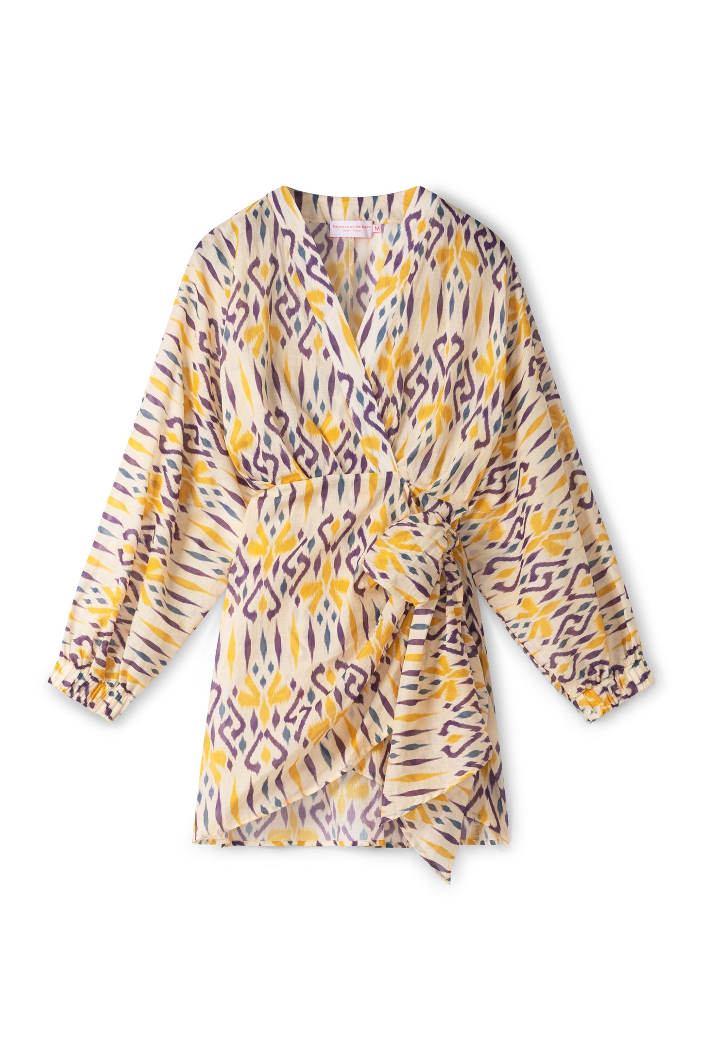 Suzy wrap dress - Yellow beige purple ikat