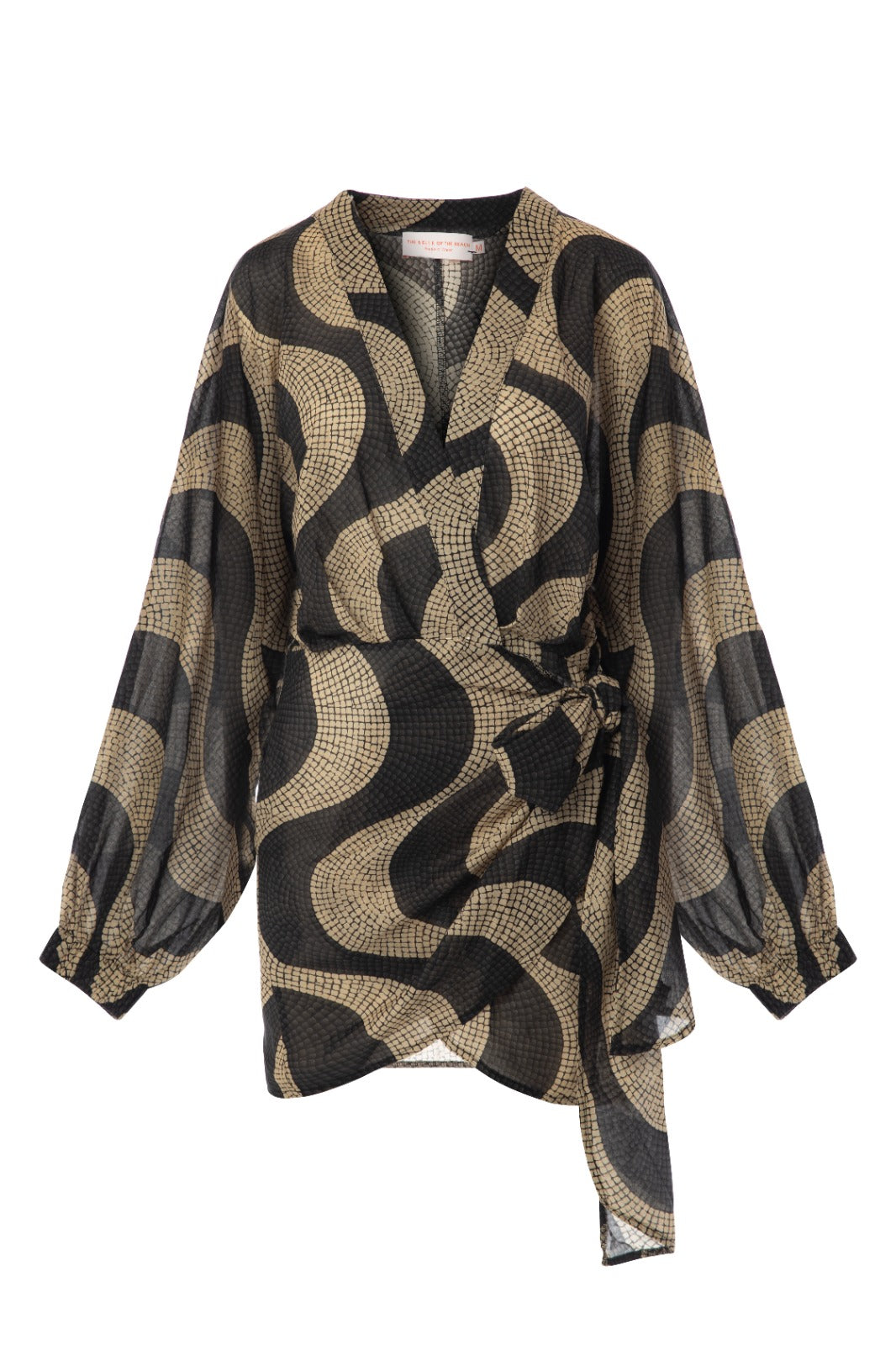 Suzy wrap dress - Black beige tile